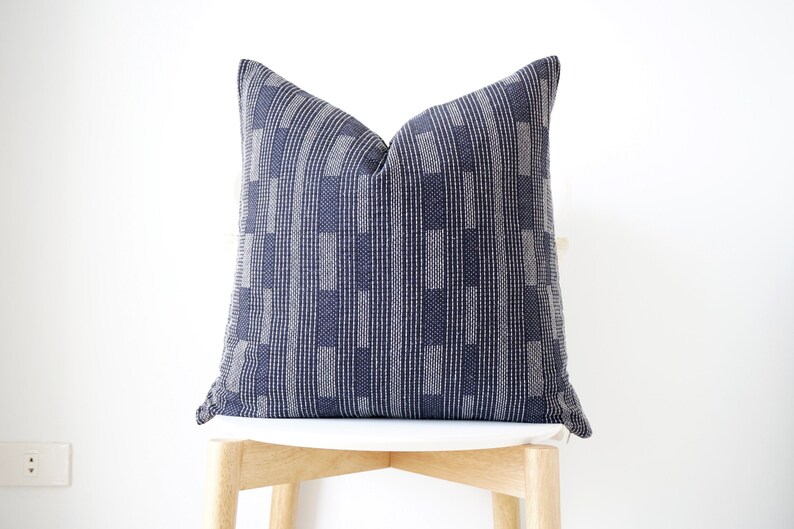 Indigo Striped Pillow Cover Etsy