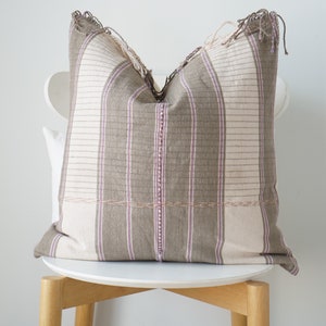 Gray Neutral Tribal Hemp Hand Woven Natural Dye Color Lumbar Pillow Cover