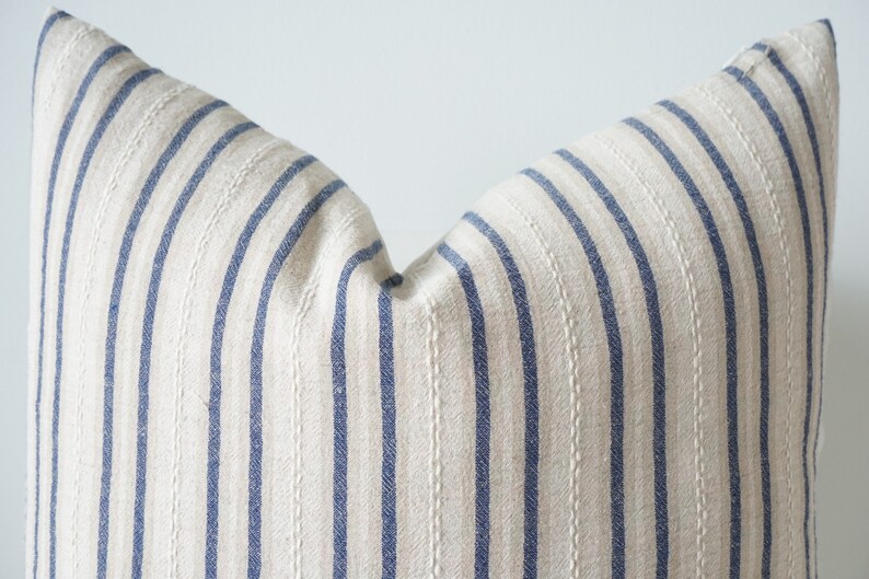 Indigo Striped Pillow Cover Etsy