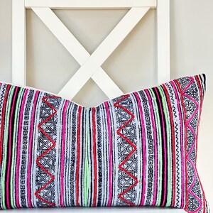 Indigo Neutral Tribal Hemp Hand Woven Natural Dye Color Lumbar Pillow Cover