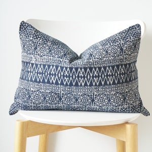 Indigo Neutral Tribal Hemp Hand Woven Natural Dye Color Lumbar Pillow Cover