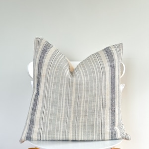 Gray Neutral Tribal Hemp Hand Woven Natural Dye Color Lumbar Pillow Cover