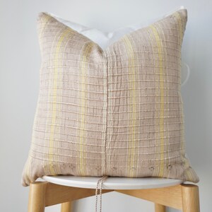 Hand Woven Hmong Lumbar Pillow Cover: Brown Tribal Hemp, Natural Dye (18&quot; x 18&quot;)
