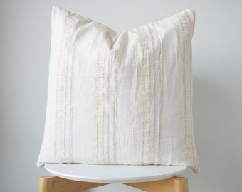 Cream Striped Pillow Cover