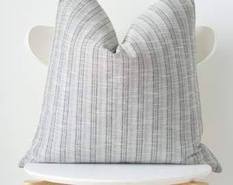 Gray Striped Pillow Cover