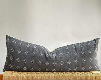 Gray Dot Block Print Mudcloth Hmong Pillow Case