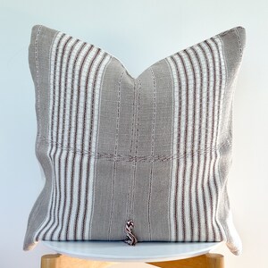 Grey Tribal Hemp Hand Woven Natural Dye Color Pillow Cover