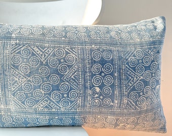 Indigo Dot Block Print Mudcloth Hmong Pillow Case