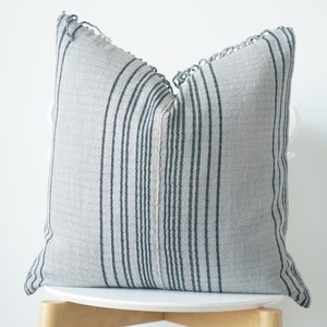 Gray Neutral Tribal Hemp Hand Woven Natural Dye Color Lumbar Pillow Cover