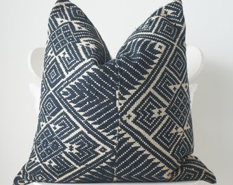 Black Neutral Tribal Hemp Hand Woven Natural Dye Color Lumbar Pillow Cover