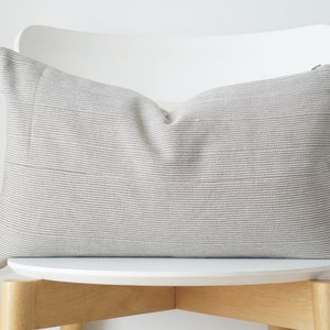 Gray Neutral Tribal Hemp Hand Woven Natural Dye Color Lumbar Pillow Cover
