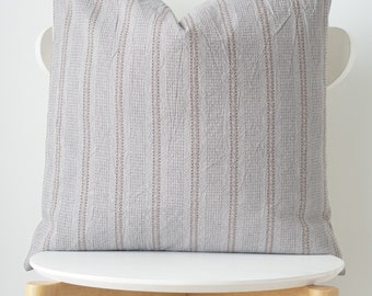 Gray Striped Pillow Cover