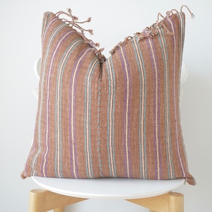 Brown Tribal Hemp Hand Woven Natural Dye Color Hmong Lumbar Pillow Cover