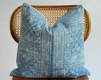 Indigo Neutral Tribal Hemp Hand Woven Natural Dye Color Lumbar Pillow Cover