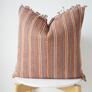 White Brown Tribal Hemp Hand Woven Natural Dye Color Hmong Lumbar Pillow Cover