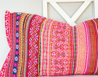 Pink Dot Mudcloth Hmong Pillow Case