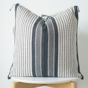 Black Neutral Tribal Hemp Hand Woven Natural Dye Color Lumbar Pillow Cover