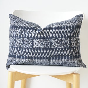 Indigo Neutral Tribal Hemp Hand Woven Natural Dye Color Lumbar Pillow Cover