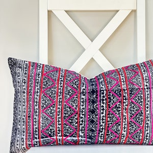 Indigo Neutral Tribal Hemp Hand Woven Natural Dye Color Lumbar Pillow Cover