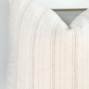 neutral farmhouse Beige Striped Pillow Cover