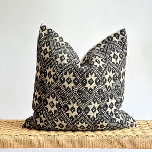 Black Neutral Tribal Hemp Hand Woven Natural Dye Color Lumbar Pillow Cover