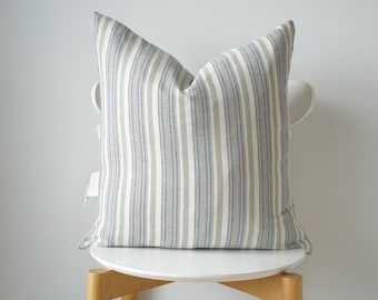 Indigo Striped Pillow Cover