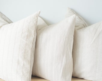 Juego de fundas de almohada de lino bohemio neutro (61 x 61 cm)