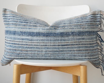 indigo Tribal Hemp Hand Woven Natural Dye Color Pillow Cover