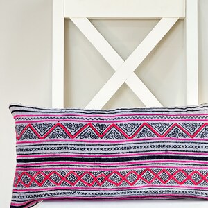 Indigo Neutral Tribal Hemp Hand Woven Natural Dye Color Lumbar Pillow Cover