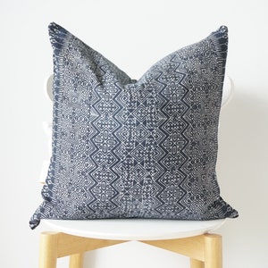 Indigo Neutral Tribal Hemp Hand Woven Natural Dye Color Lumbar Pillow Cover