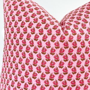 Fuchsia Pink Indian Block Print Pillow Cover , cotton voile , hand mede