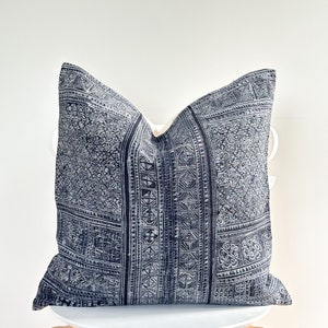 Indigo Neutral Tribal Hemp Hand Woven Natural Dye Color Lumbar Pillow Cover