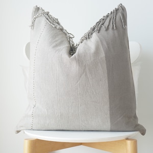 Gray Neutral Tribal Hemp Hand Woven Natural Dye Color Lumbar Pillow Cover