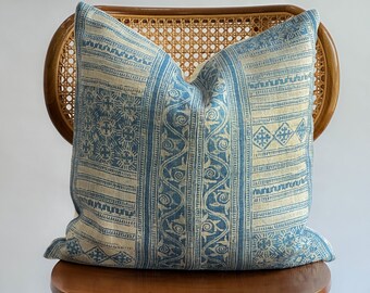 Indigo Neutral Tribal Hemp Hand Woven Natural Dye Color Lumbar Pillow Cover