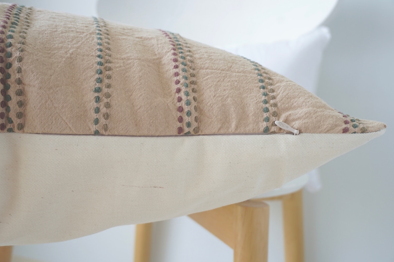 Brown Tribal Hemp Hand Woven Natural Dye Color Hmong Lumbar Pillow Cover