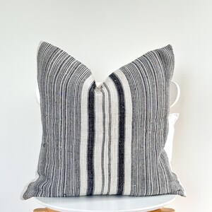 Gray Neutral Tribal Hemp Hand Woven Natural Dye Color Lumbar Pillow Cover