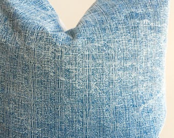 Indigo Hmong Pillow Cover: Vintage Batik, Bohemian Decor