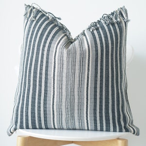 Gray Neutral Tribal Hemp Hand Woven Natural Dye Color Lumbar Pillow Cover