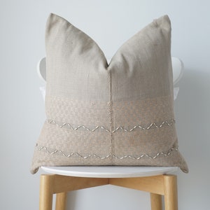 Gray Neutral Tribal Hemp Hand Woven Natural Dye Color Lumbar Pillow Cover