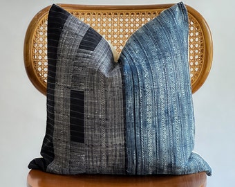 Indigo Neutral Tribal Hemp Hand Woven Natural Dye Color Lumbar Pillow Cover