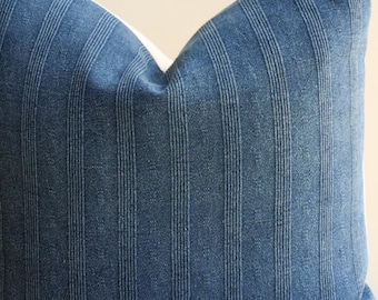 Indigo Hmong Pillow Cover: Vintage Batik, Bohemian Decor