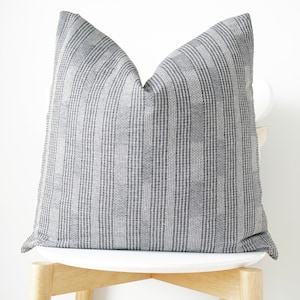 Gray Striped Pillow Cover