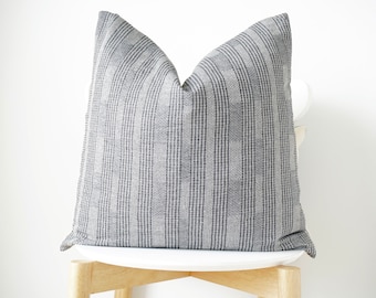 Gray Striped Pillow Cover