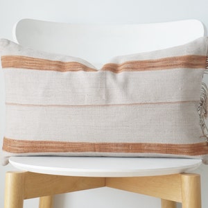 Gray Neutral Tribal Hemp Hand Woven Natural Dye Color Lumbar Pillow Cover