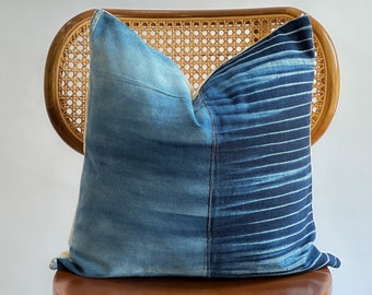 Indigo Neutral Tribal Hemp Hand Woven Natural Dye Color Lumbar Pillow Cover