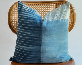 Indigo Neutral Tribal Hemp Hand Woven Natural Dye Color Lumbar Pillow Cover