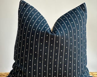 Indigo Hmong Pillow Cover: Vintage Batik, Handwoven Hemp