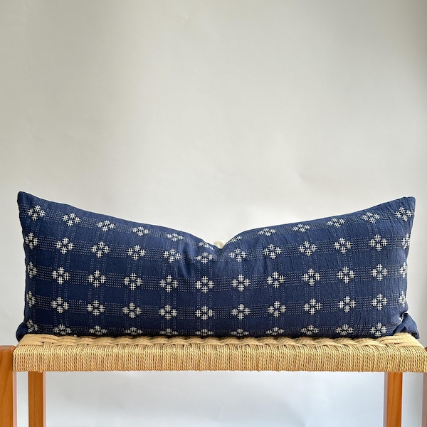 Indigo Dot Block Print Mudcloth Hmong Pillow Case