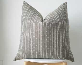 Gray Striped Pillow Cover