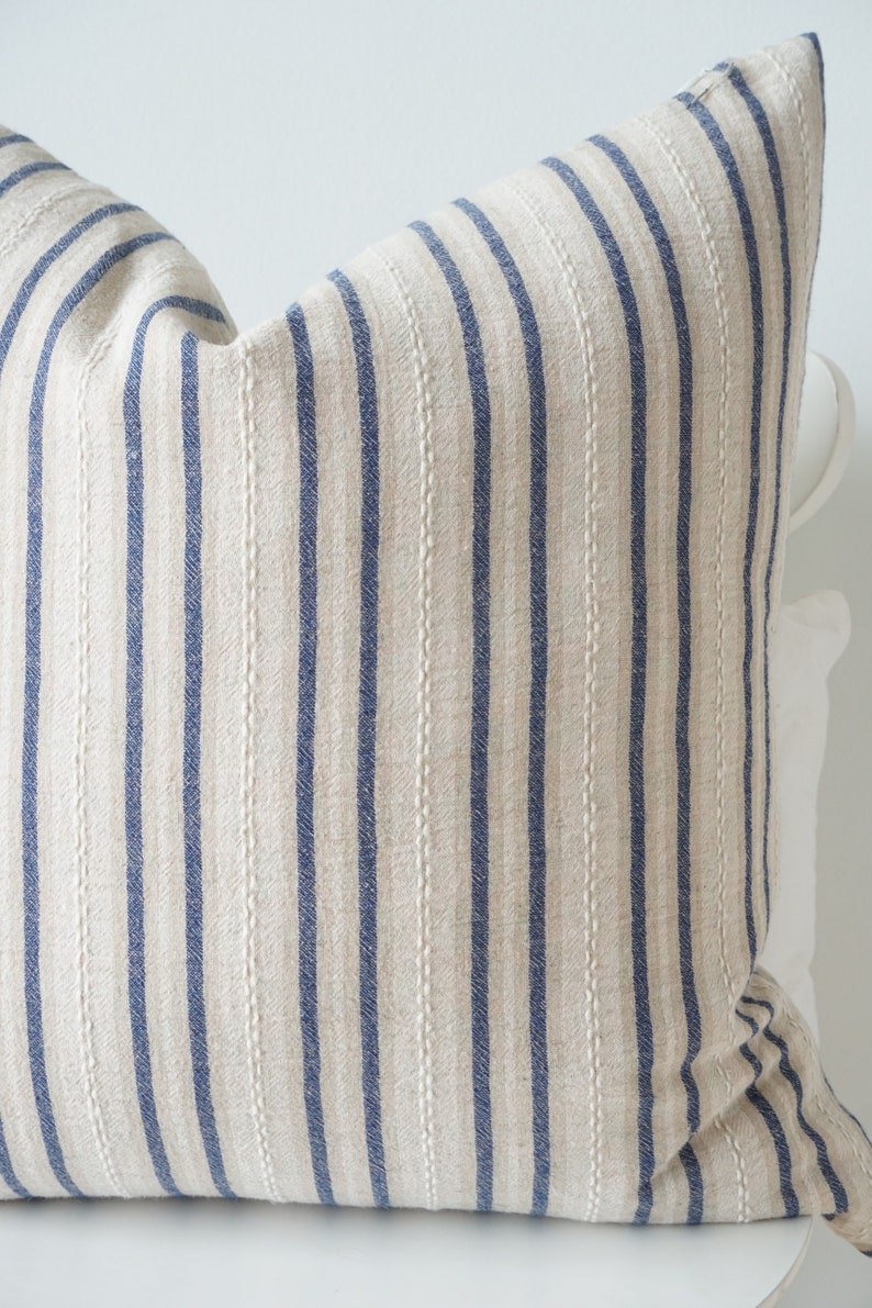 Indigo Striped Pillow Cover Etsy